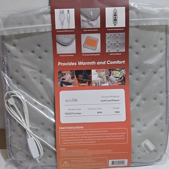 Electric‎ Heated Seat Cushion for Home, Office, Car, Outdoor Fishing, Camping - Picture 4 of 8